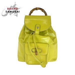 GUCCI bamboo backpack yellow brown leather